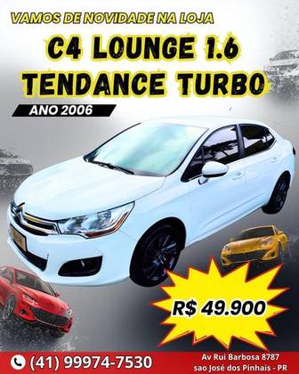 CITROËN C4 LOUNGE 1.6 EXCLUSIVE 16V TURBO FLEX 4P AUTOMÁTICO CITROËN C4 LOUNGE 1.6 EXCLUSIVE 16V TURBO FLEX 4P AUTOMÁTICO